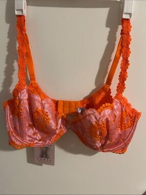 Fenty Beauty Pink & Orange Floral Lace Underwire Bra